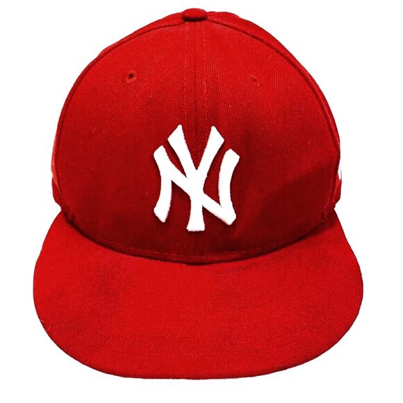 New York Yankees Hat Mens Snap Back Red White MLB One Size Ball Cap New Era - Picture 1 of 9